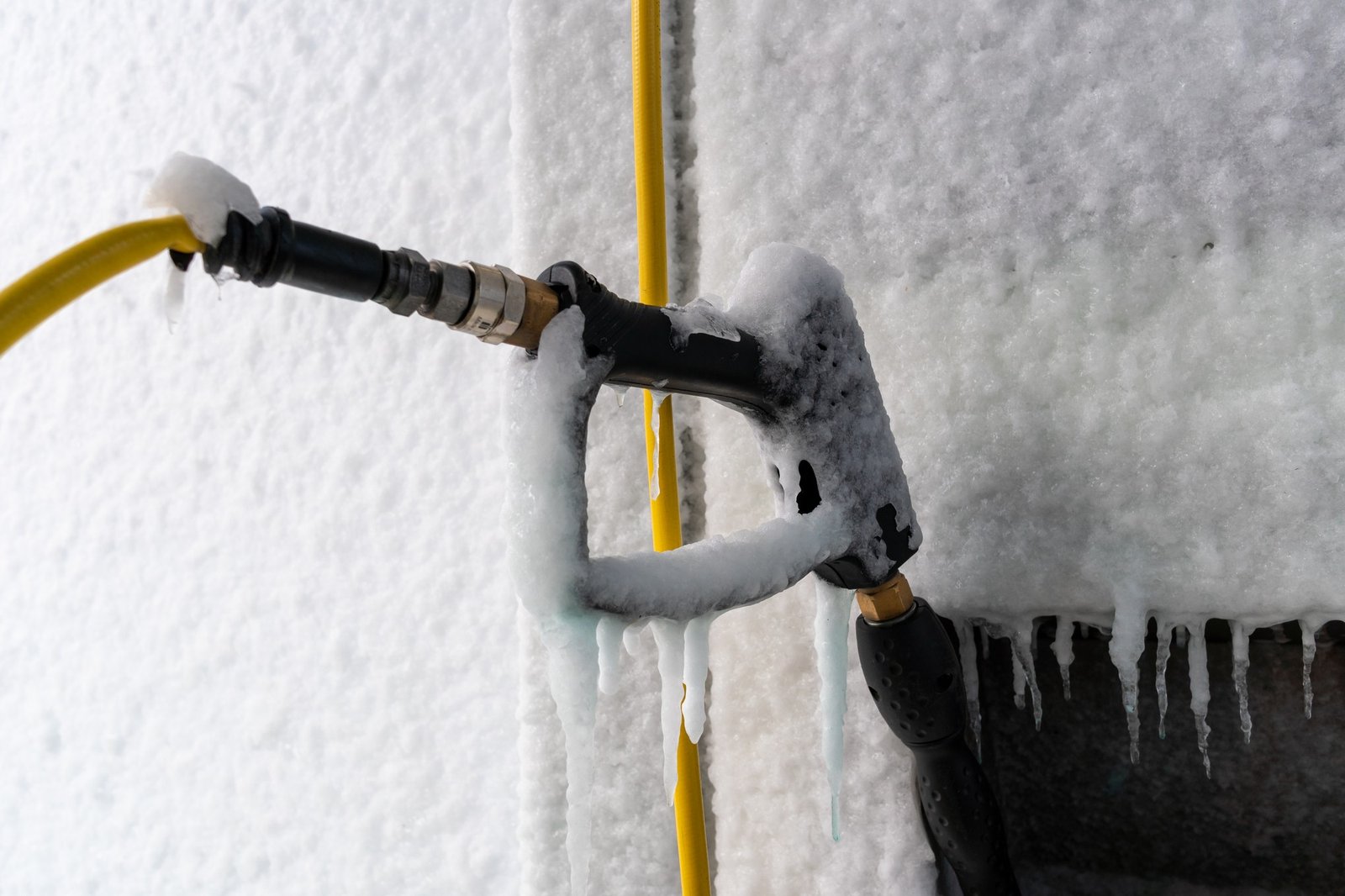 Gartenschlauch mit Frostschaden nach dem Winter